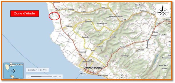 Carte de localisation de la zone d'activités de Grande-Anse — Grand-Bourg, Marie-Galante